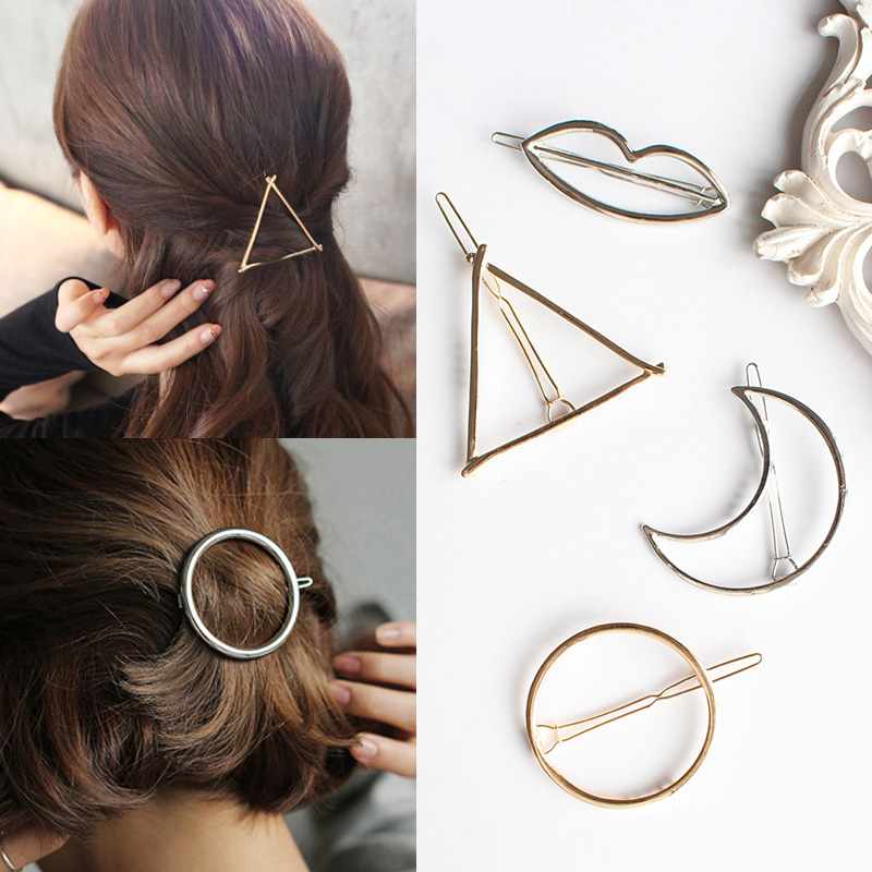 Vrouwen Mode Haar Accessoires Goud Zilver Geometrische Haarspelden Haarspeldjes Lippen Haarspelden Haar Ornament Hoofdbanden