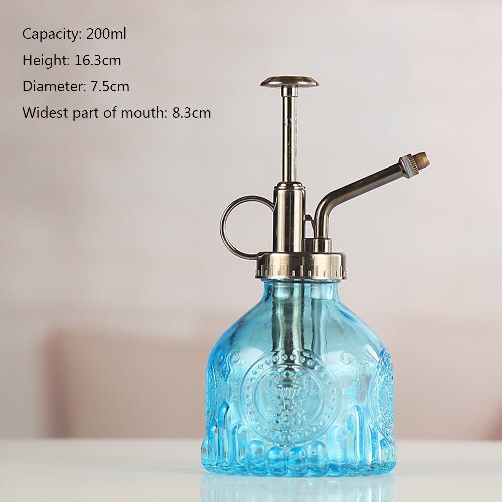 Regadera Retro para plantas, botella de vidrio, rociador de agua para riego de flores, suministros de riego de jardinería, 200ML: blue 200ml