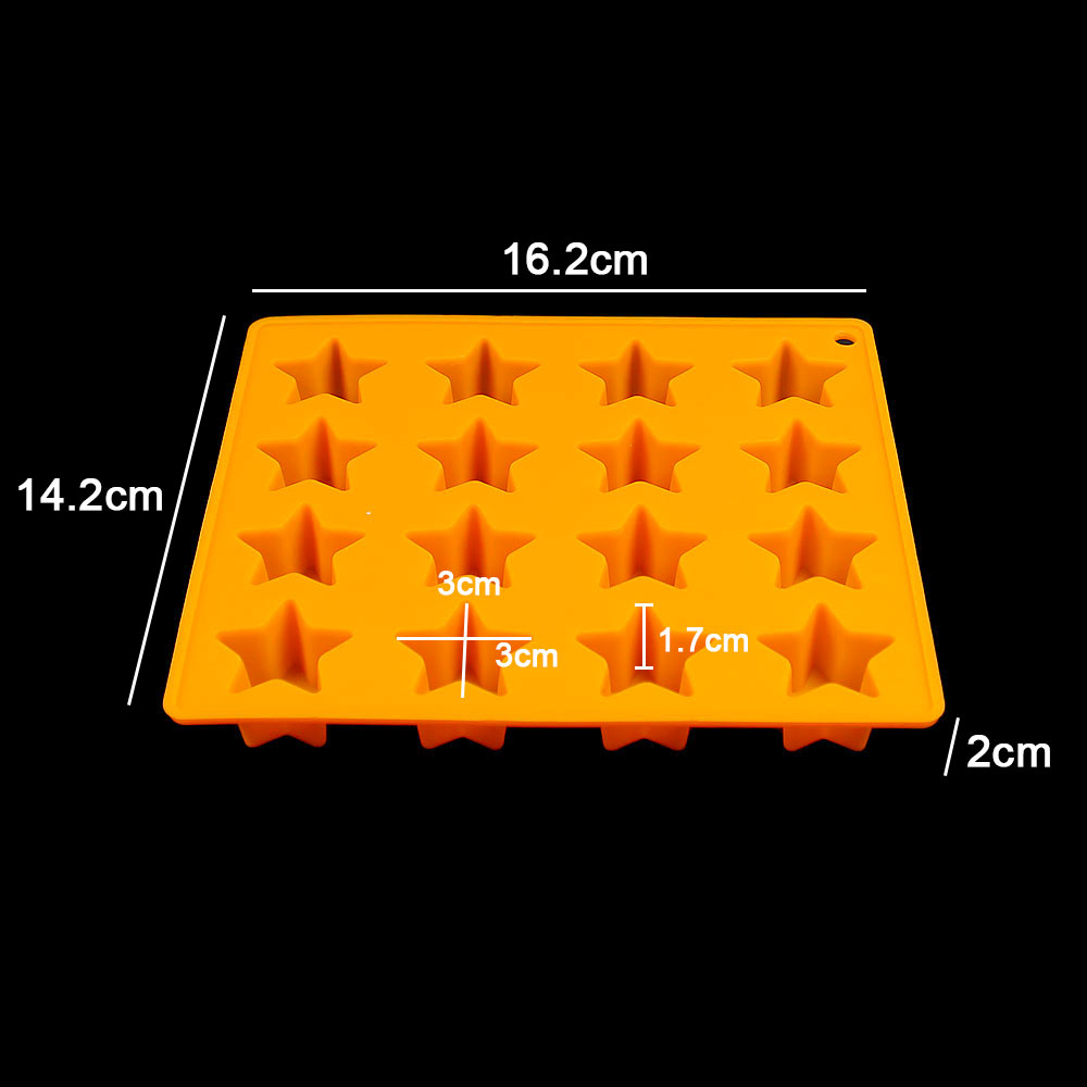 Silicone World DIY Five-pointed Star Ice Cube Silicone Molds 16 Grids Star Ice Grid Mold Ice Making Tray Chocolate Baking Tools