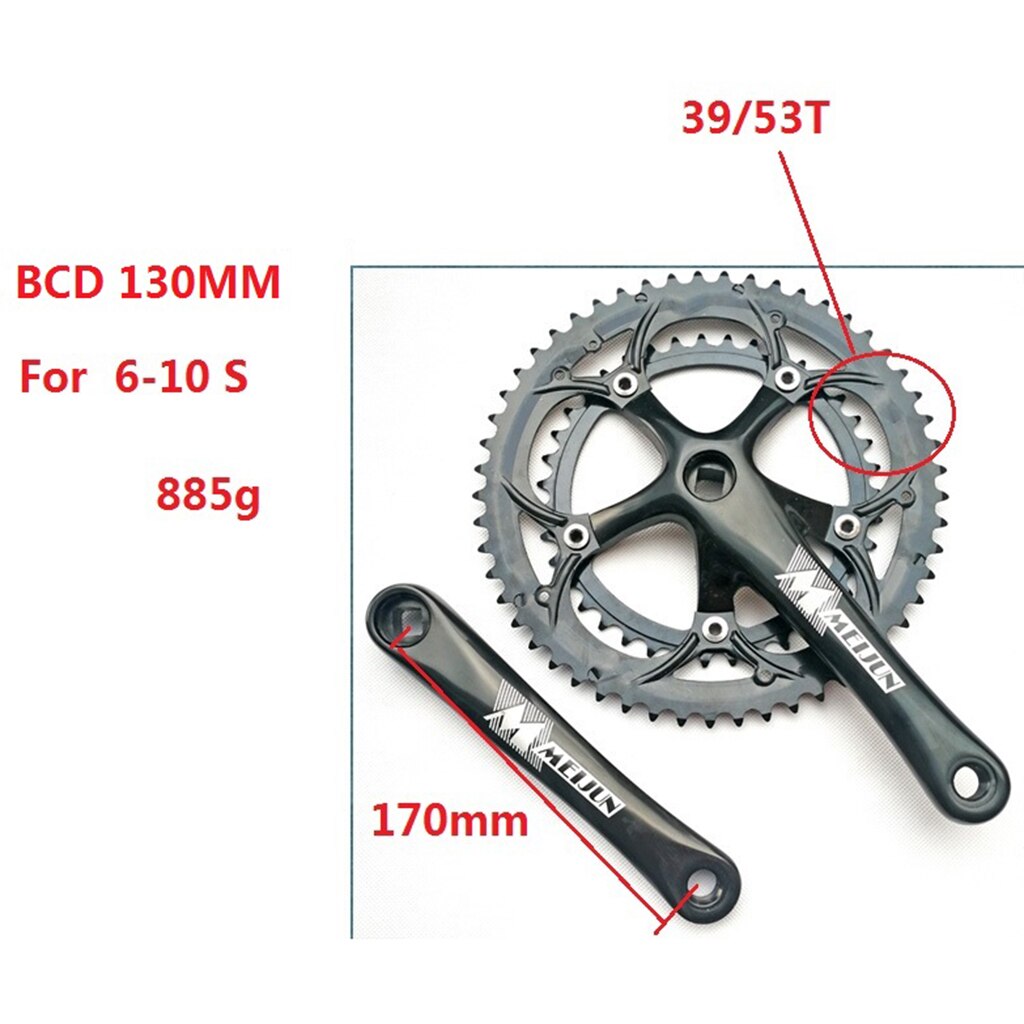 Alloy Crankset with Double Chainring High-Strength Steel 130BCD 170mm Crankarms