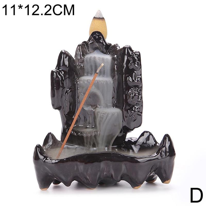 1pc criativo cachoeira queimador de incenso suporte de incenso cerâmica artesanal backflow queimador de incenso decoração cones: D