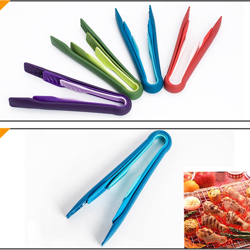 Vacclo Plastic 3pcs/set Food Tongs 6/8/10 Inch Colorful Fruit Cake Bread Catch Eco-friendly Tongs BBQ Steak Roast Sushi Clamps