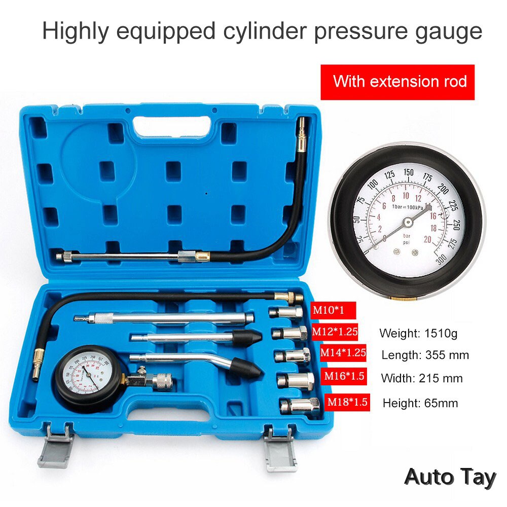 Compression Tester Professionelle Benzin Benzin Motor Zylinder Compression Tester Kit Zylinder Tester Mit M10 M12 M14 M16 M18: Default Title