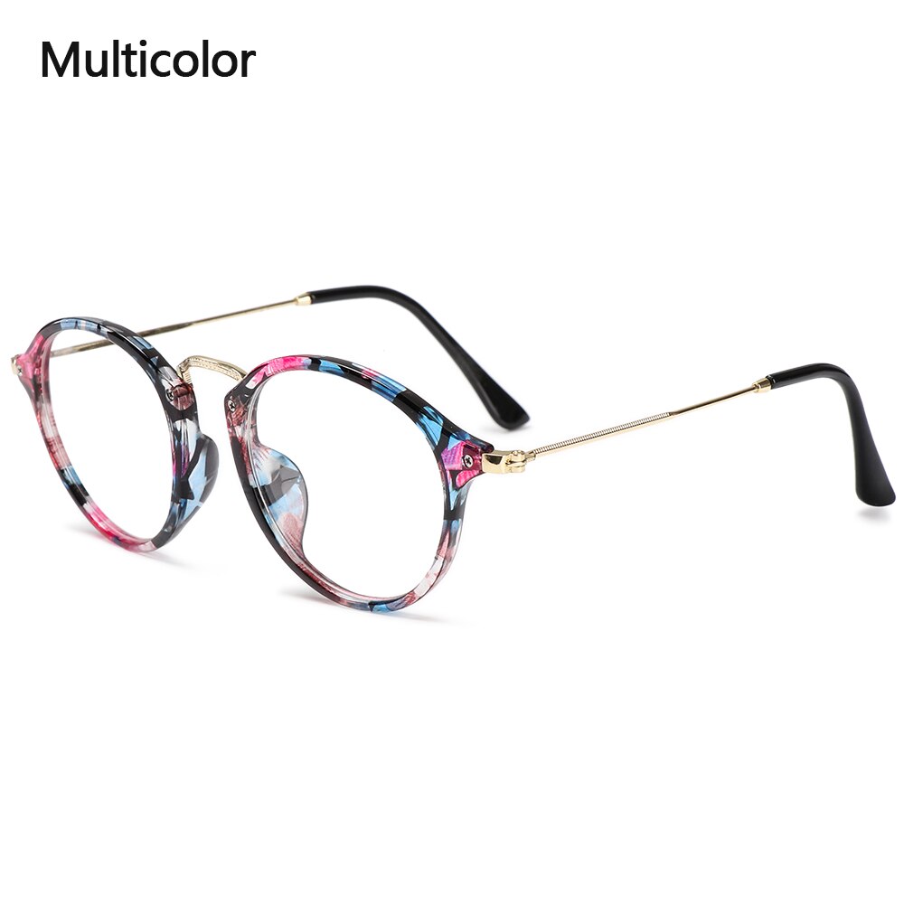 1pc optische brillen dames heren vintage ronde montuur metalen platte spiegel bril ultralichte flexibele bril: Type 2- veelkleurig