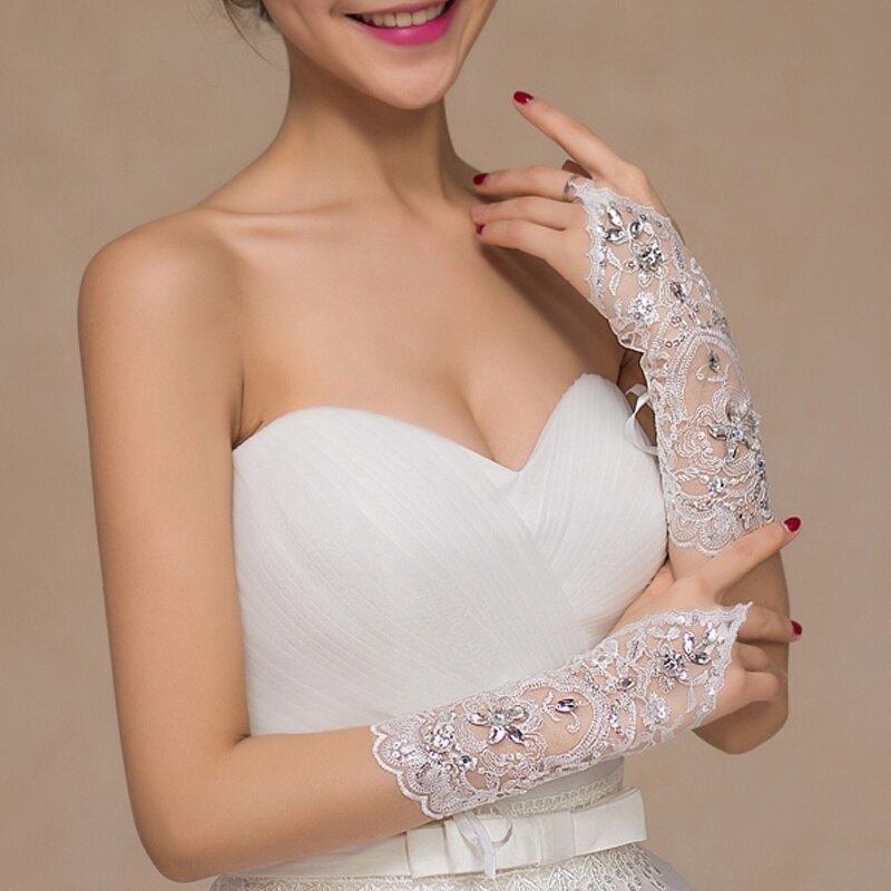 Nuevos guantes de boda baratos accesorios de boda 1 par para vestidos de novia guantes de boda suministros de rendimiento de estudio guantes de cristal