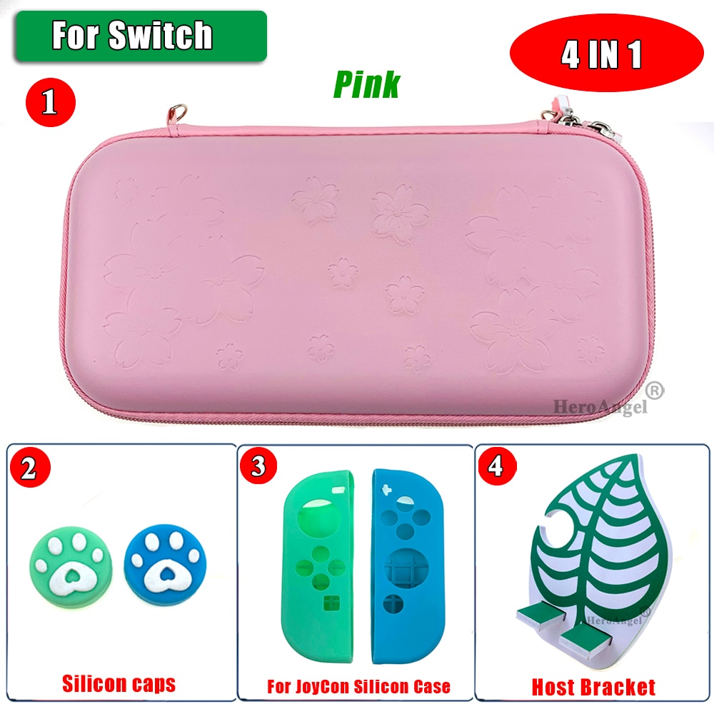 Mignon rose cerisier fleurs sac de rangement housse pour Nintendo Switch portable voyage sac de transport Switch jeu accessoires