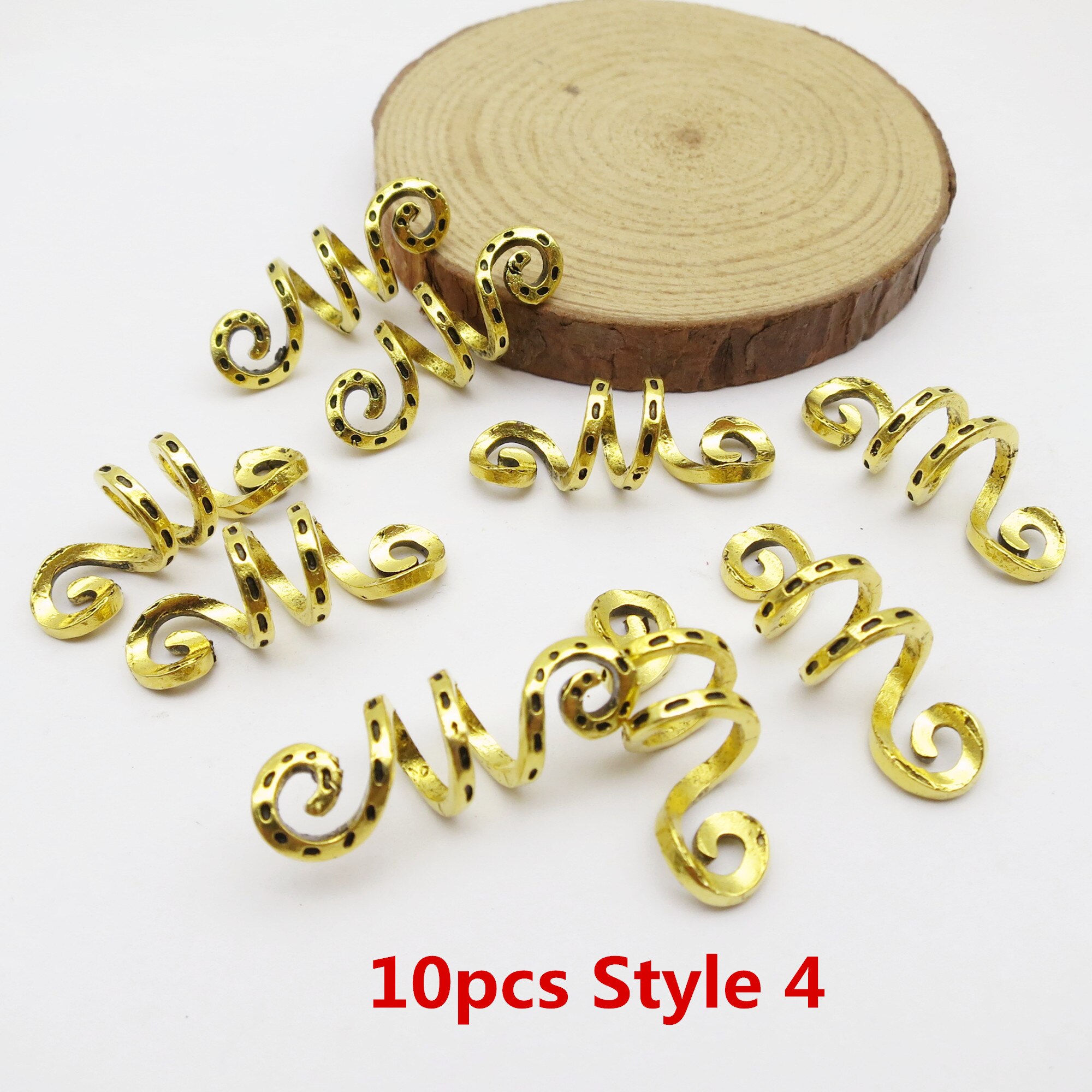 10Pcs/Pack adjustable viking hair dread Braids dreadlock beard Beads cuffs clips for Hair Rings women men accessories: 10pcs Style 4