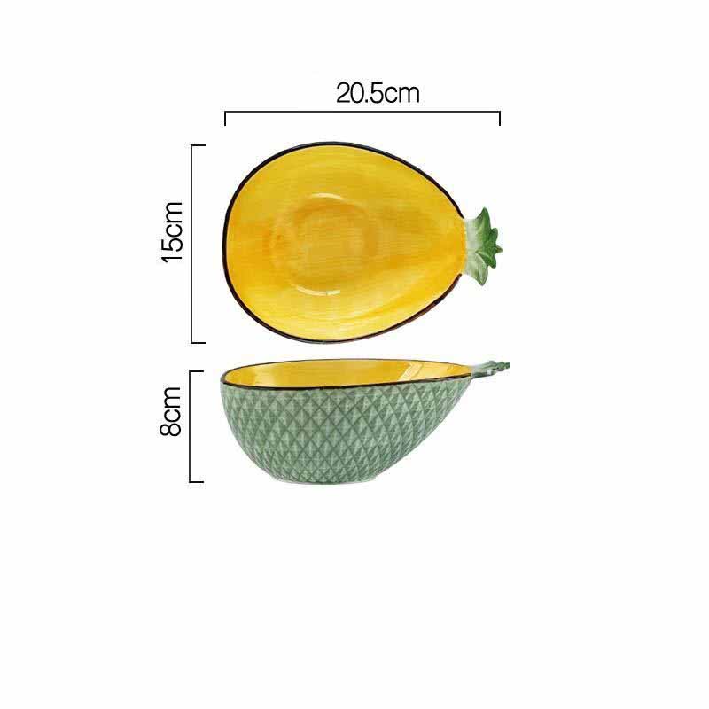 Ceramic Salad Bowl Pineapple Bowl Plate Home Decor Tableware Cute Soup Noodle Bowl Fruit Plate Kitchen Organizer: 8inch