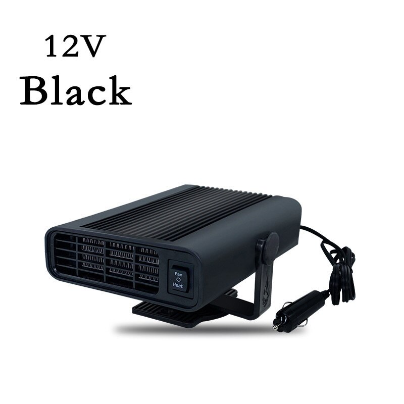 12V/24V Car Heater 500W Portable 360 Degree Adjustable Electric Heater Cooling Fan Air Purifier Windscreen Defogging Defroster: Black 12v