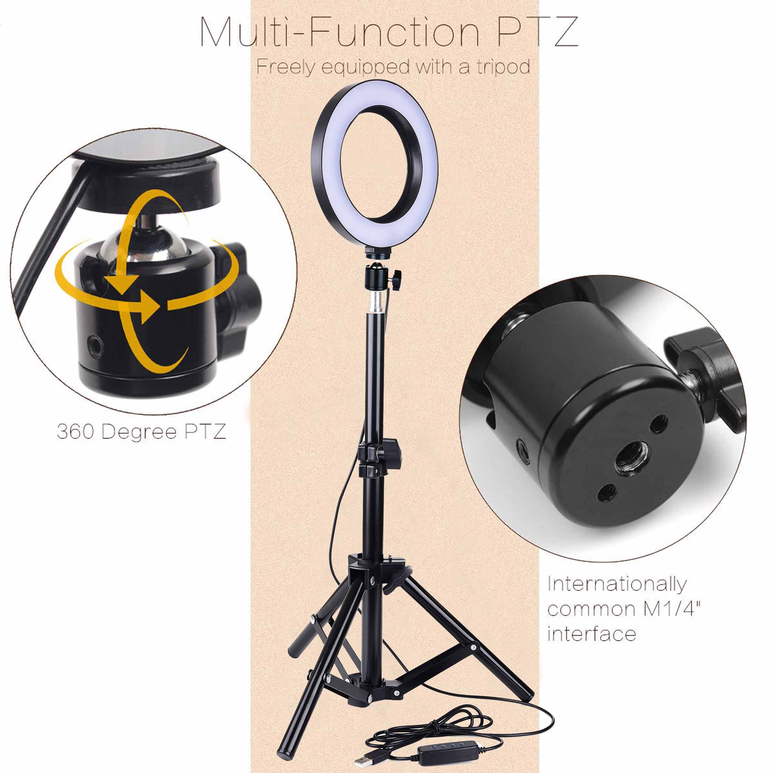LED Ring Light with Bluetooth 10''/6'' Dimmable Kit 3200-5600K 55CM Tripod for Tik Tok Vlog Video Shooting Portrait