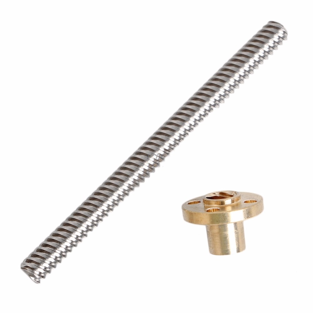 Varilla roscada Acme de 8mm, husillo de plomo de acero inoxidable + tuerca T8 para impresora 3D CNC para Reprap