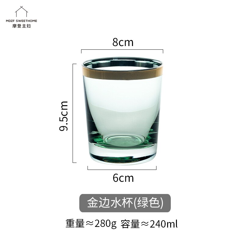 Vasos De cristal De colores pintados en oro para el hogar, vaso sencillo De whisky, nórdico, , para Cocina, Bar, comedor, EB5BL: green
