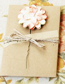 Kraft Paper Envelopes with kraft insert card flower, Wedding Invitations, Teachers' Day Card,Business Card Envelopes 10set/lot: Red carnation / Small size