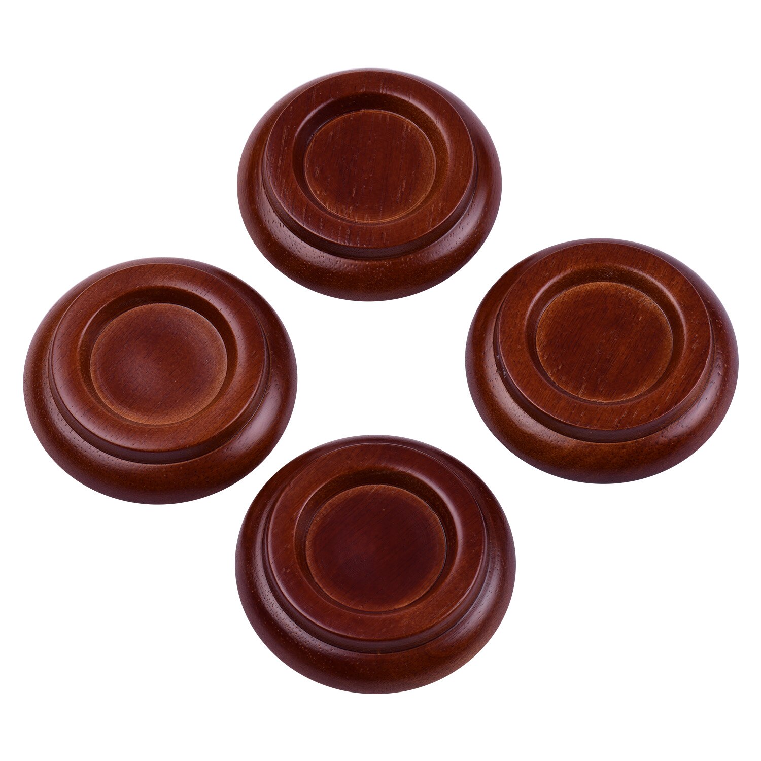 4 stuks massief houten staande piano wieltjes bekers onderzetter met antislip eva-pad
