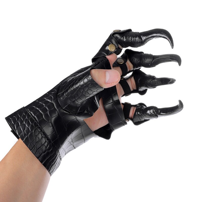 Halloween hansker lange negler hanske kunstlær klohansker fest cosplay kostyme tilbehør metall nagler for barn besatt