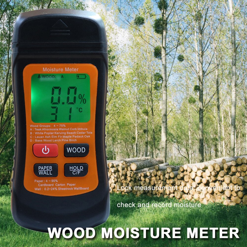 Detector Portable Wood Moisture Meter Timber Damp Moisture Meter Detector Paper Wall Wood Humidity Tester Hygrometer