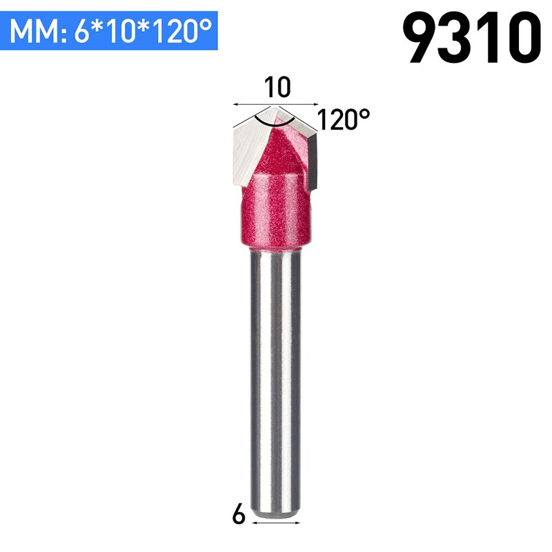 Huhao 1 Pc 6 Mm V Bit Cnc Vhm Mill 3D Frezen Voor Hout Tungsten Houtbewerking Mdf frees 60 90 120 150 Graden: 9310