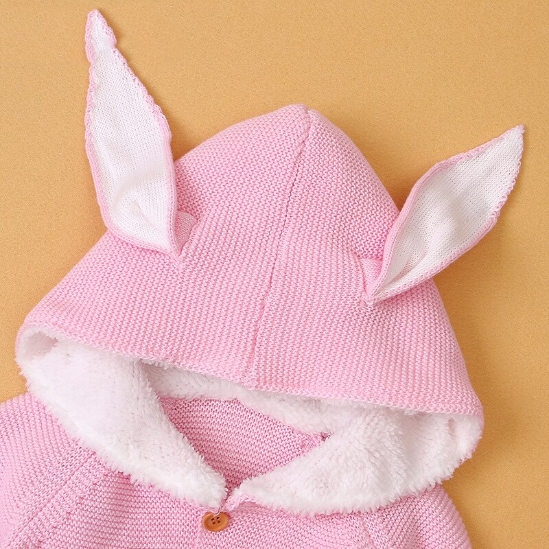 CITRUS Baby Rabbit Ear Hood Sweater Boys Girls Cardigans Autumn Toddler Long Sleeves Knitwear Jackets Winter Children Knit Tops