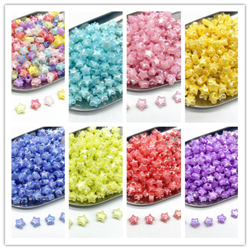 50 Uds 10mm AB colorido estrella de cinco puntas de acrílico cuentas espaciadoras sueltas para fabricación de joyería DIY accesorios hechos a mano