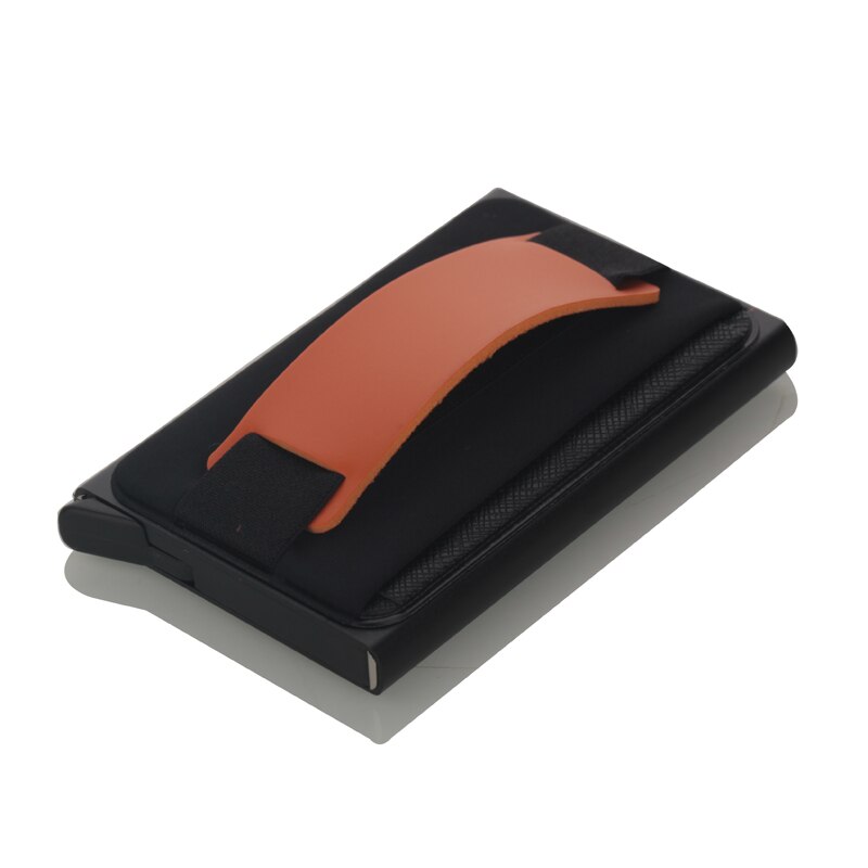 Mannen Creditcardhouder Automatische Kaarthouder Aluminium Mini Portemonnee Met Back Pocket Id-kaart Rfid Blocking Portemonnee: brown
