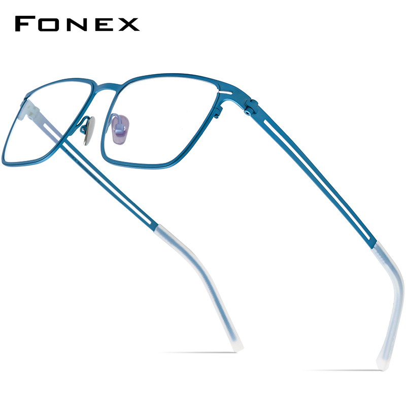 Fonex acetat titanbågar herr märke fyrkantiga retroglasögon ultralätta glasögon japanska glasögon mrx 8827: Brun