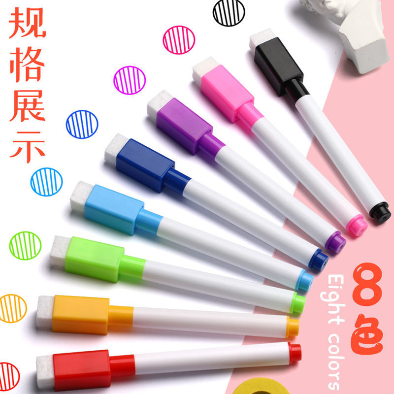 16 stuks 8 kleuren kinderwhiteboardpen leraren en studenten magnetisch absorbeerbaar whiteboard kleurrijke grote capaciteit borstel