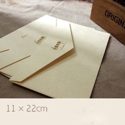 Ezone 1pc konvolut i europæisk stil trykt stemplingsmønster kraftpapir konvolut 11*22cm tegnebogskonvolut: Hvid