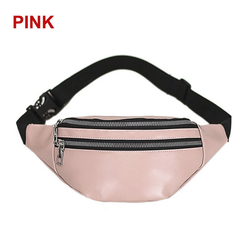 Marsupio moda PU cerniera in pelle grande capacità Casual borse sportive a tracolla borsa a tracolla multifunzione per uomo e donna nuovo: pink