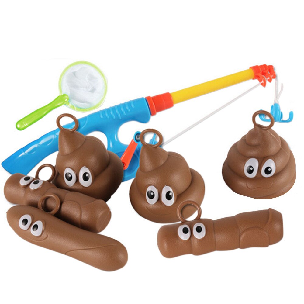 Funny Fishing Game Marine Biological Cognitive Fishing For Floaters Puzzle Toys Fishiing Toys Poo Float Bathing Prank Toys: Default Title