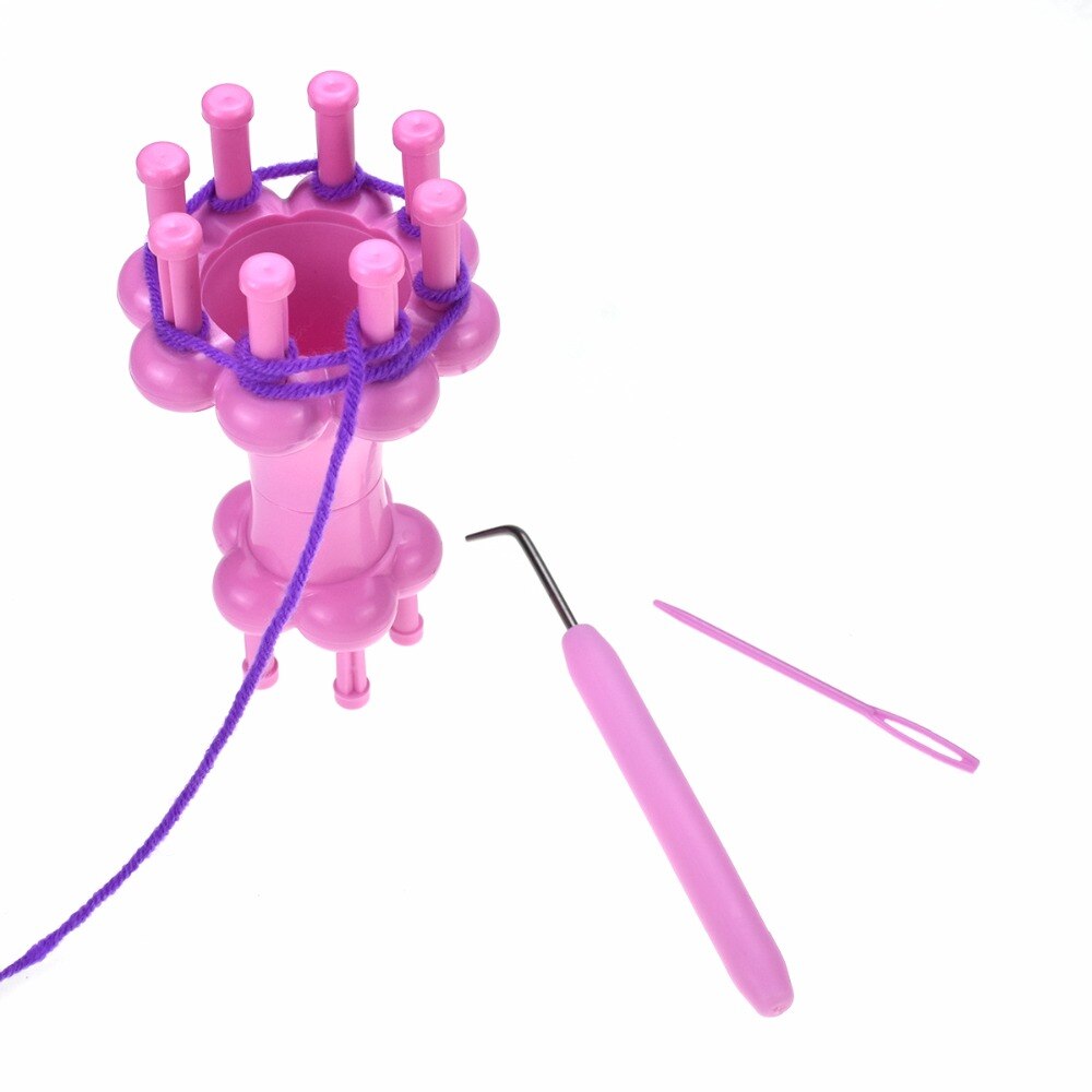 3pcs Magic Spool Loom Maker Knitting Kit with 1 Large Eye Needle + 1 Crochet Hook + 1 Braided Rope Braid Maker DIY Weaving Tool