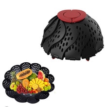 Versenkbare Klapp Lotus Dampfer Multi-funktion Obst Schüssel Filter Wasser Ablassen Schüssel Tragbare Obst Schüssel