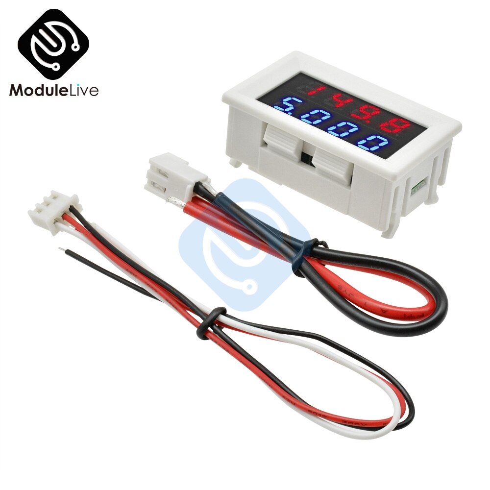 DC 0-200V 10A Red Blue Dual Digital LED Display DC Voltmeter Ammeter Voltage Volt Current Meter Power Supply 4 Bit 5 Wires Case