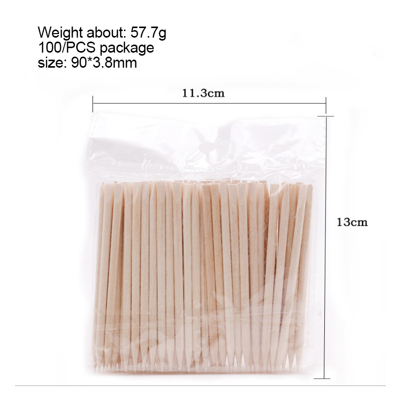 Nail Wooden Cuticle Pusher Set Double-ends Orange Wood Sticks Cuticle Removal Nail Art Sticks Exfoliating Pedicure Manicure Tool: 90mm 100pcs