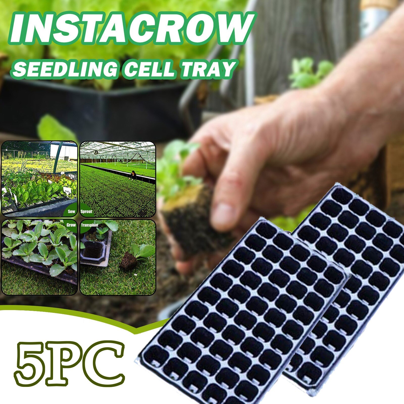 50 Cells Seedling Trays- BPA Free Plastic Gardening Germination Trays