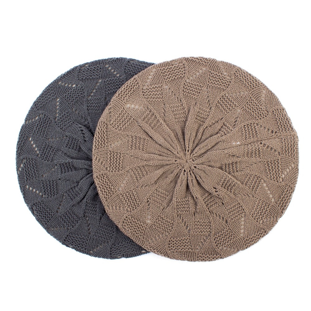 Geebro kvinders almindelig farve strikket baret hat damer fransk kunstner beret hatte forår afslappet tynde akryl berets til kvinder beanie