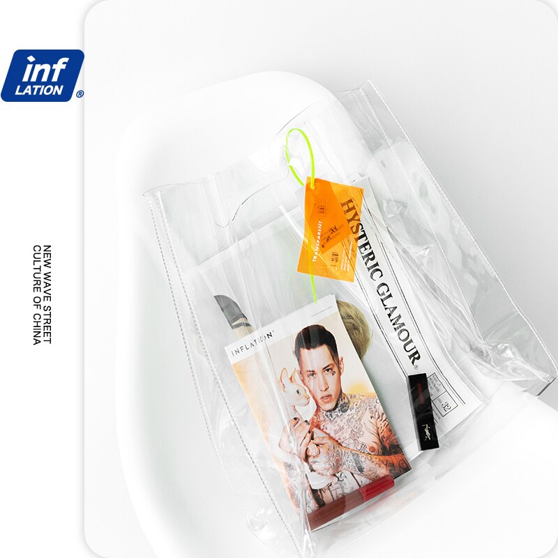 INFLATION Clear PVC Tote Large Transparent Plastic Beach Bags Summer Travel Bag Shopping Bag 177AI2018