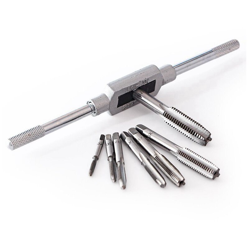 8 Pcs Thread Metric Machine Wrench Hand Screw Thread Plug Taps &amp; 6 Pcs 3.3Inch Plastic Clip Fixture Fastening Clamp