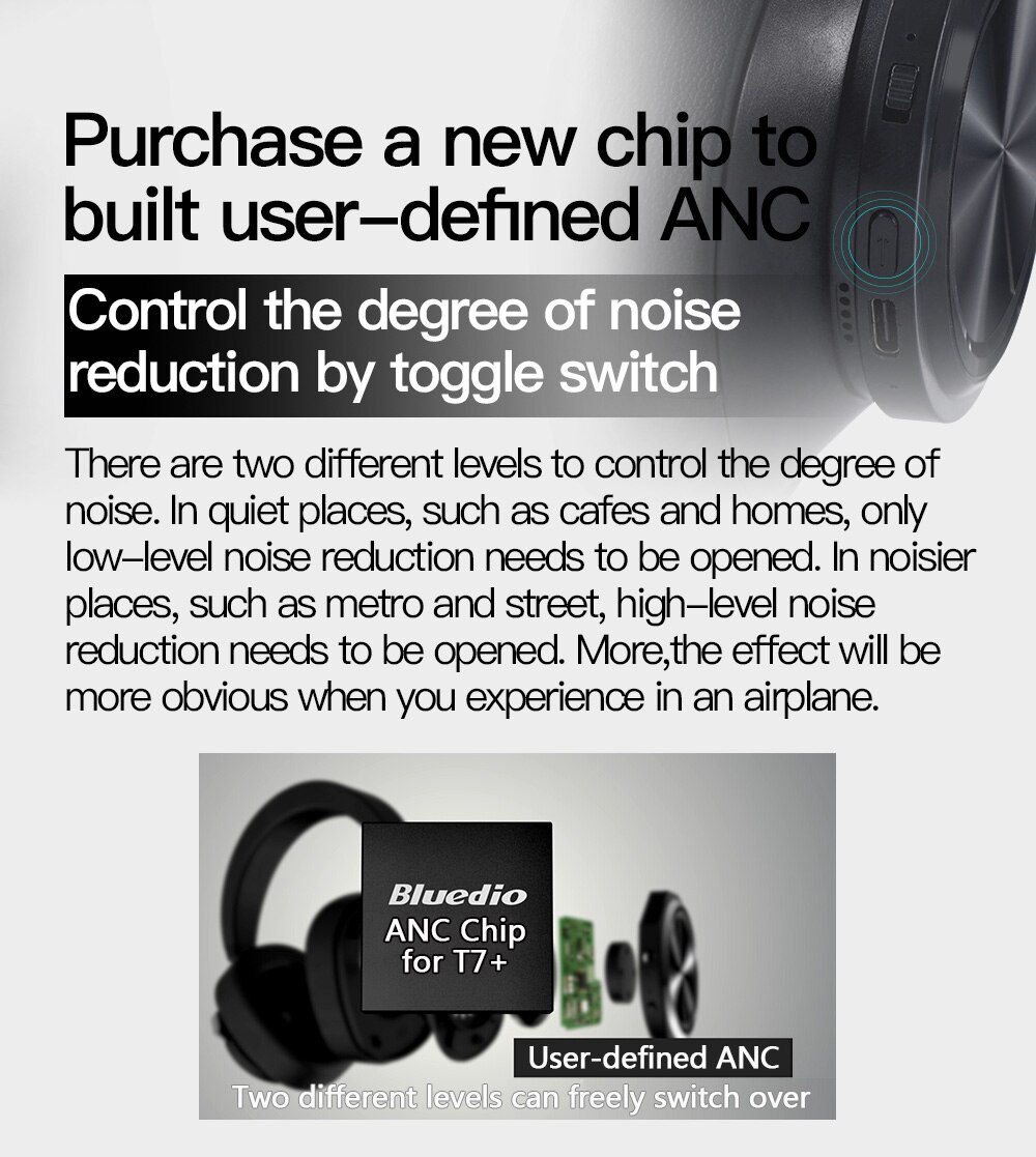 Bluedio T7+ Bluetooth Headphones User-defined Active Noise Cancelling sd card slot Wireless Headsets with face recognition