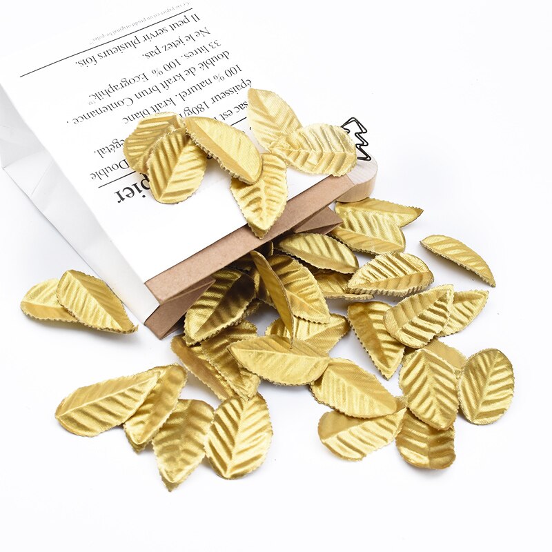 100/200 stykker silke roser blade guld blade kunstige planter dekorativ blomst julekrans gør-det-selv hjem bryllup indretning