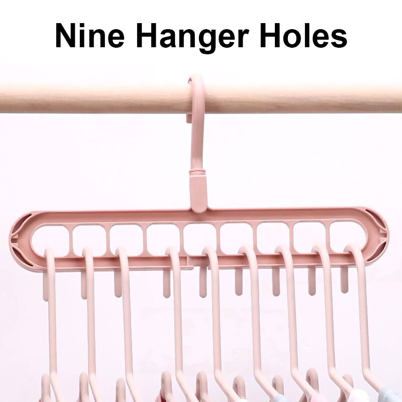 Cintre pliant en plastique à 9 trous, organisateur de vêtements, gain de place, cintre multifonction, supports de séchage pour écharpe de vêtements