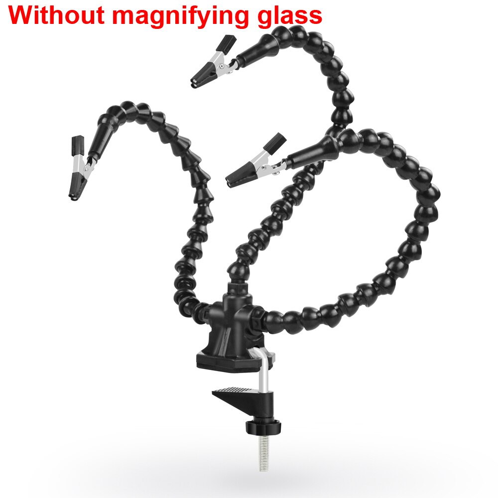 NEWACALOX Soldering Iron Holder PCB Clip Welding Repair Fixture Tool USB 3X LED Magnifier Soldering Flexible Arm Third Hand: SN3BK