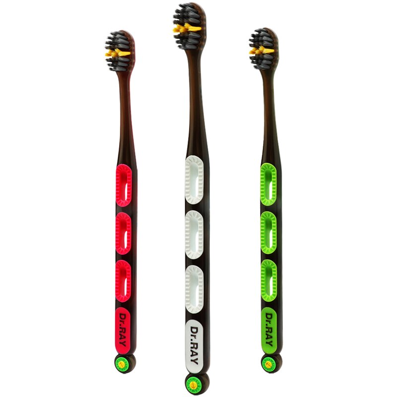 Dr.Ray Toothbrush Bamboo Charcoal Teethbrush Soft 0.01mm Brush Bristle Small Head Toothbrush With Tongue Scraper Cleaner