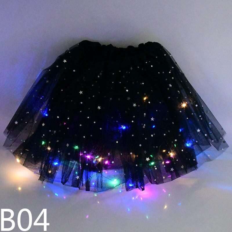Jupe Tutu en Tulle à lumière LED pour filles, fournitures de décoration féerique, étoiles scintillantes, fête lumineuse, d&#39;anniversaire pour enfants, fournitures de réception pour bébé: B04