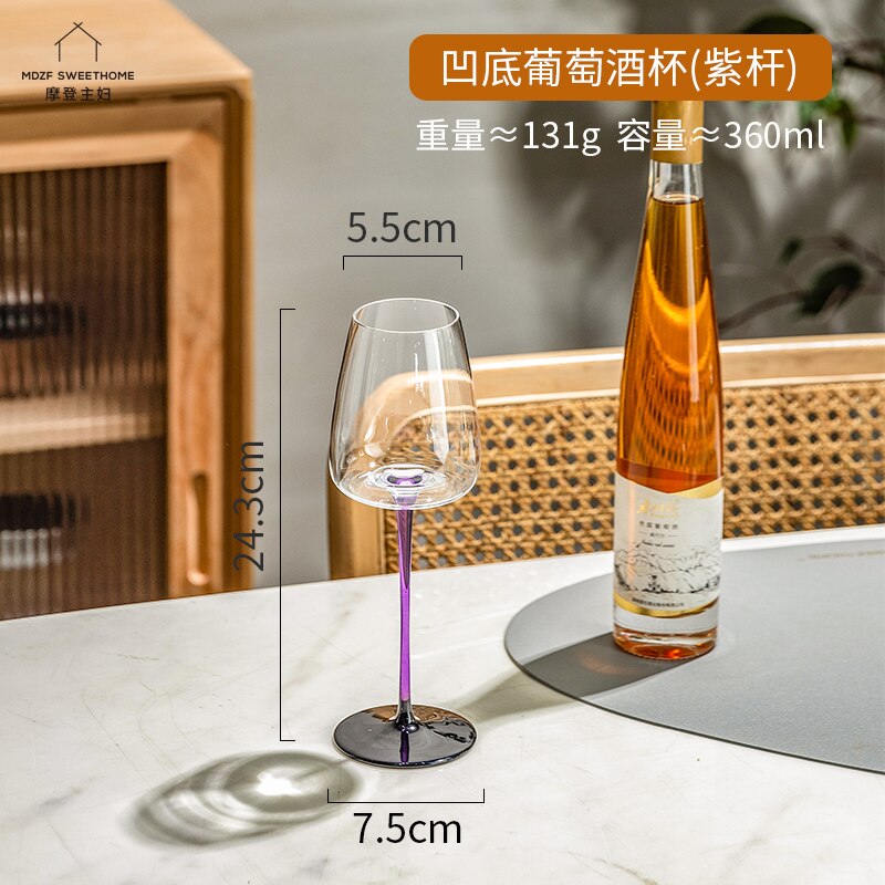 Copas de vino de cristal de alta gama, copa de champán, whisky, cerveza, vasos para beber, boda, Boba, Bar, , hogar: purple 1 pcs 360ml