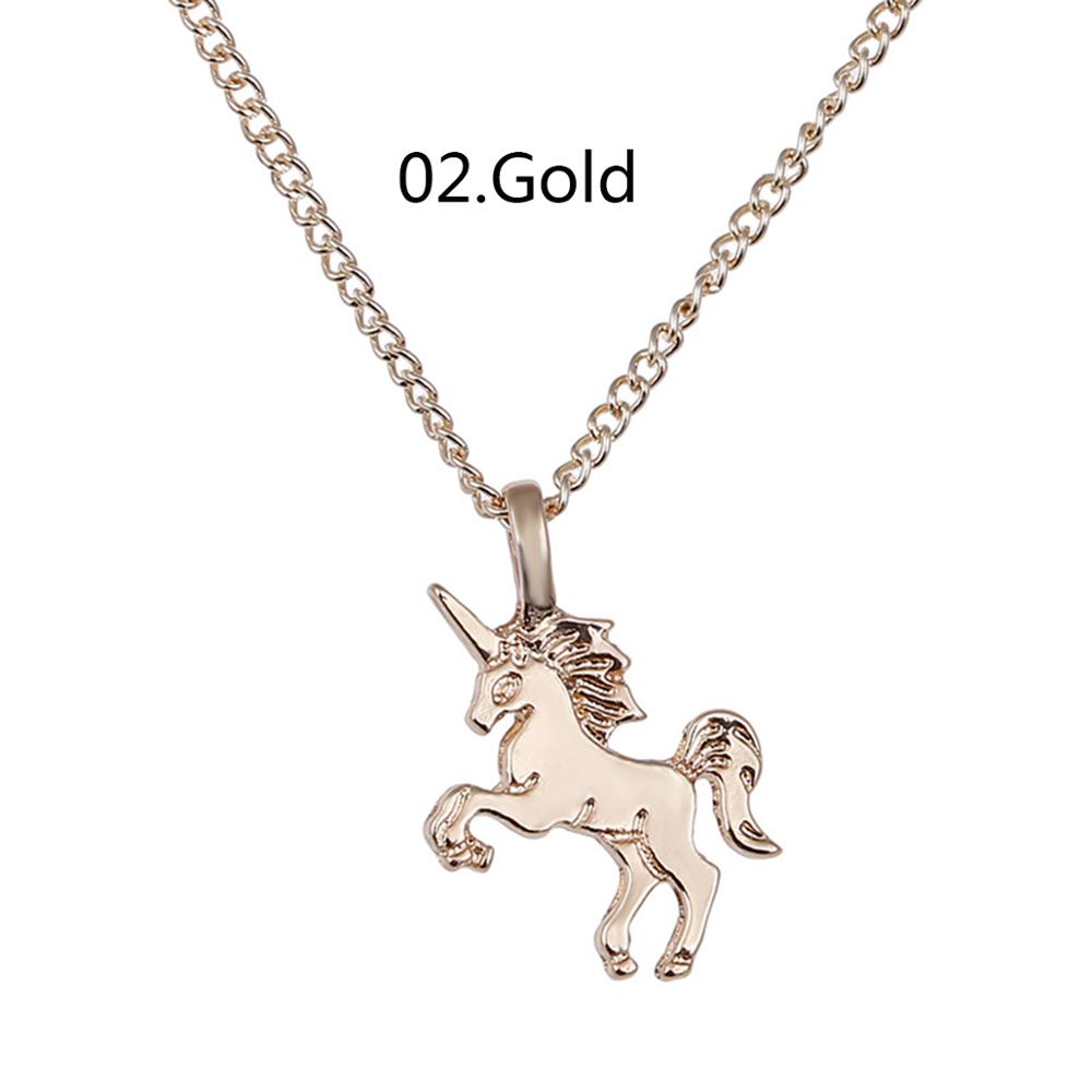 Gold Silver Unicorn Horse Alloy Clavicle Chain Ladies Jewelry Pendant Necklace Style: Gold 2