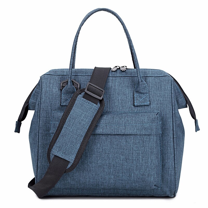 Lonchera de lona grande portátil con aislamiento para alimentos, bolsas de hombro térmicas para Picnic, para mujer, niños, hombres, bolsa de lonchera, bolsa de mano: Azul