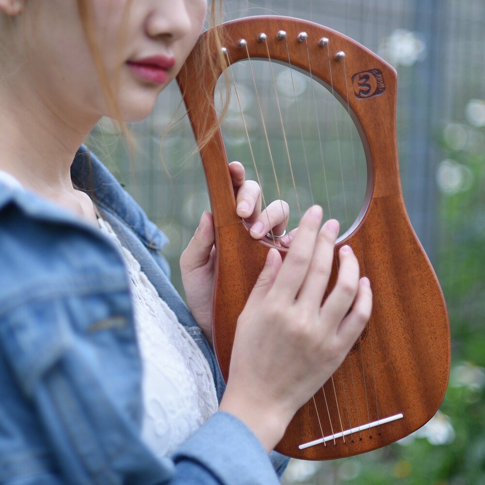 Walter.t Wh05 7 String Wooden Lyre Harp Wooden Lyre Harp Percussion Musical Instruments Mahogany Wood Strings with Big Bag