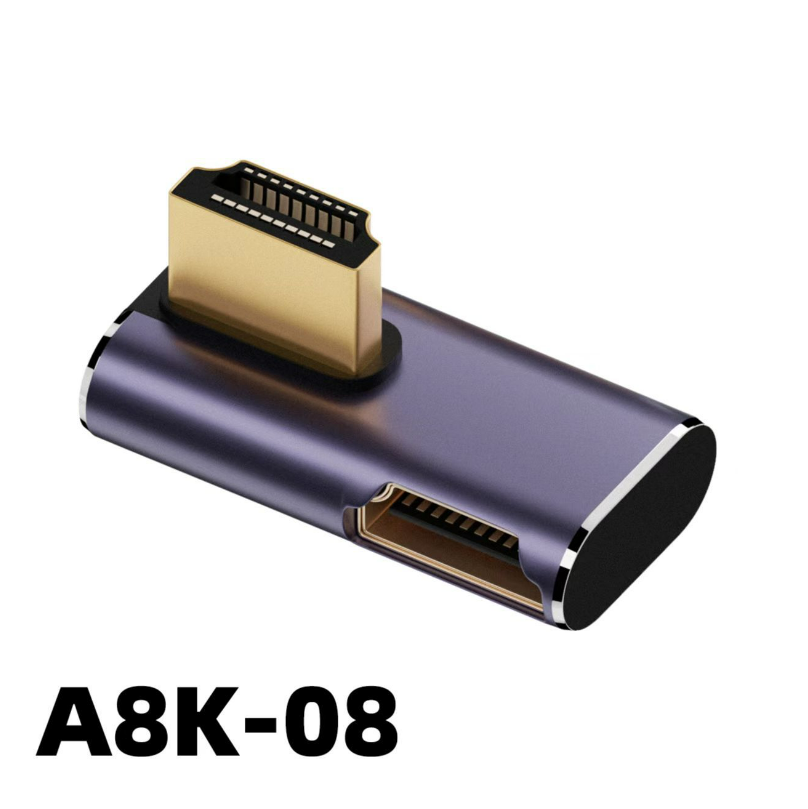 Adaptador UHD 8K 48Gbps HDMI 2,1 V en forma de U, ángulo recto de 90 270 grados, Mini Micro HD macho a conector hembra Compatible con HDMI: Multicolor