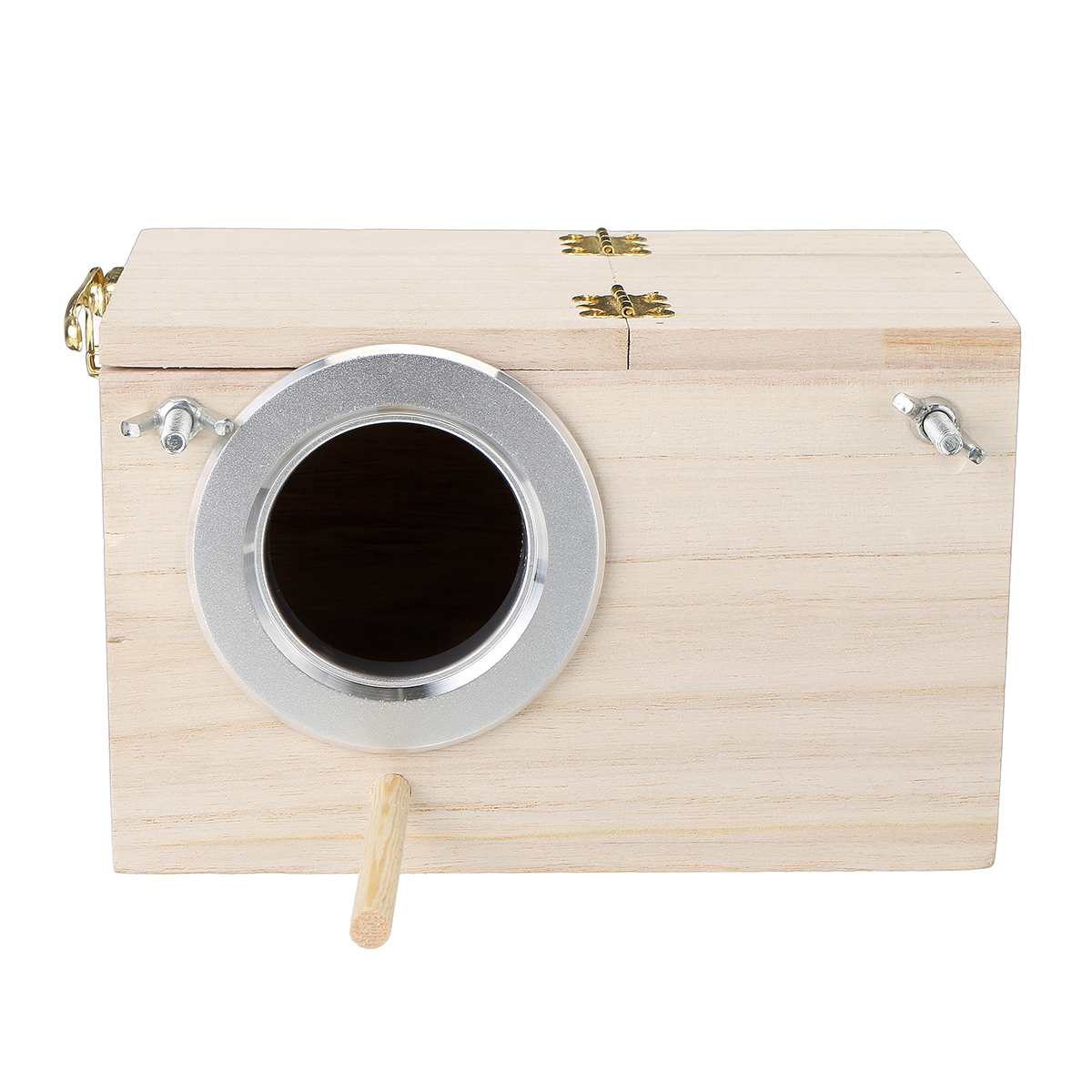 Bird Parrot Wooden Box Budgie Nest Wooden Box Breeding Boxes Aviary Bird House Nesting w/ Stick Window Security Garden Yard Home