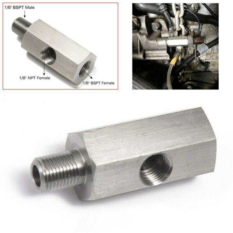 Oil Pressure Sensor Tee 1/8In NPT To Adapter Fitting Turbo Supply Feed Line Turbo Oil Feed Adapter Fitting